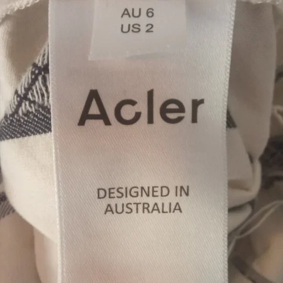 Acler RRP$295 'kingsway' Belted Diamond Grid Stripe Shorts white, grey/blue (6) - Picture 11 of 11